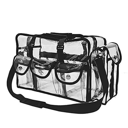 Enkrio Durchsichtige Tasche wasserdichte Make-up Handtasche mit 5 Außentaschen Reisetasche Sporttasche Organizer mit Schultergurt von Enkrio