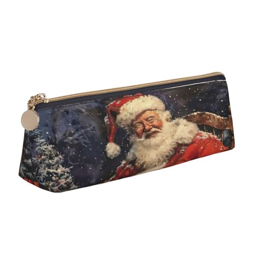 EnkzpoHen Federmäppchen mit Aufschrift "Merry Christmas", kompakt, stilvoll, mit Reißverschluss, Leder, stilvoll, tragbar von EnkzpoHen