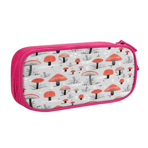 EnkzpoHen Federmäppchen mit Cartoon-Pilz-Druck, hohe Kapazität, Reise-Federmäppchen für Büro und Zuhause, doppellagiger Reißverschluss, rose, Einheitsgröße, Schulranzen-Set von EnkzpoHen