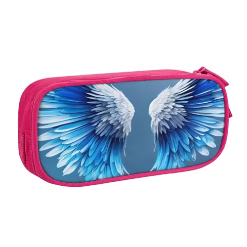 EnkzpoHen Federmäppchen mit Engelsflügel-Aufdruck, hohe Kapazität, für Büro und Zuhause, doppellagiger Reißverschluss, rose, Einheitsgröße, Schulranzen-Set von EnkzpoHen