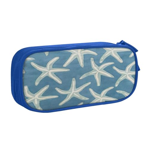 EnkzpoHen Reise-Federmäppchen mit Seestern-Motiv aus Wolle, hohe Kapazität, für Büro und Zuhause, doppellagiger Reißverschluss, blau, Einheitsgröße, Schulranzen-Set von EnkzpoHen