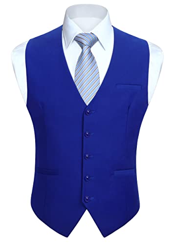 Enlision Anzugweste Herren Blau Formelle Weste Hochzeit Einfarbige Anzugwesten Elegant Business Westen Männer mit Taschen 3XL von Enlision