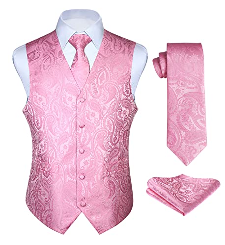 Enlision Anzugweste rosa Herren Hochzeit Paisley Westen & Krawatte Einstecktuch Party Floral Jacquard Anzug Weste Set 4XL Enlision Anzugweste rosa Herren Hochzeit Paisley Westen & Krawatte Einstecktuch Party Floral Jacquard Anzug Weste Set 4XL von Enlision