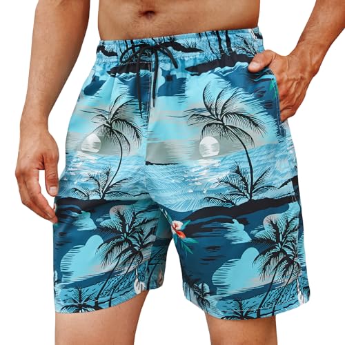 Enlision Badehose Herren Kurze Badehose für Herren Schnelltrocknend Badeshorts Herren Hawaiihose mit Taschen Freizeit Strandhose Schwimmhose 3XL von Enlision