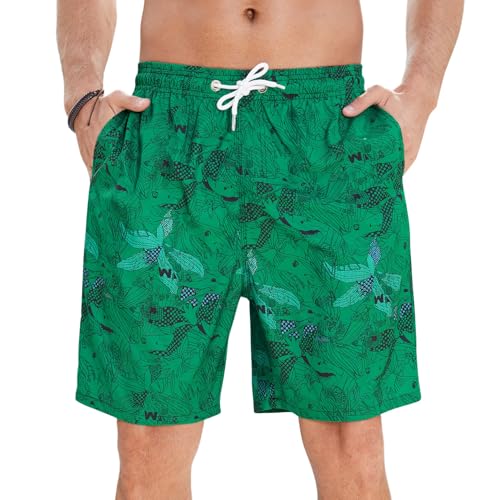 Enlision Badehosen für Herren Grün Badeshorts Hawaii Bade Kurze Hose Schnelltrocknend Schwimmhose Surfn Bermuda Boardshorts Männer mit Netzfutter M von Enlision