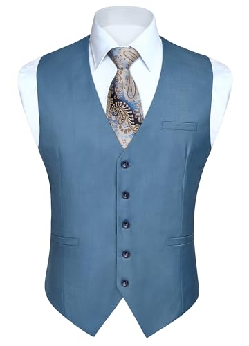 Enlision Dusty Blue Westen für Herren solide Weste formelle Taillenmäntel Hochzeit Party Business-Anzugweste 3XL von Enlision