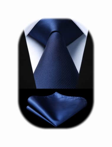 Enlision marineblau Seide Krawatte Herren Hochzeit Krawatten und Einstecktuch Set einfarbig von Enlision