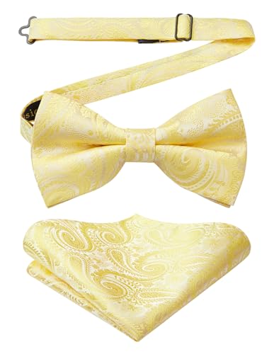 Enlision Fliege Herren Gelb Anzug Fliegen Mit Einstecktuch Paisley Vorgebunden Schleife für Hochzeit Party Abend Enlision Fliege Herren Gelb Anzug Fliegen Mit Einstecktuch Paisley Vorgebunden Schleife für Hochzeit Party Abend von Enlision