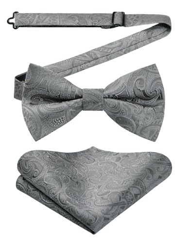 Enlision Fliege Herren Grau Anzug Fliegen Mit Einstecktuch Paisley Vorgebunden Schleife für Hochzeit Party Abend Enlision Fliege Herren Grau Anzug Fliegen Mit Einstecktuch Paisley Vorgebunden Schleife für Hochzeit Party Abend von Enlision