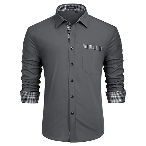Enlision Hemd Herren Grau Langarm Business Hemden Regular Fit Mordern Hochzeit Hemd Männer Freizeithemd mit Tasche S Enlision Hemd Herren Grau Langarm Business Hemden Regular Fit Mordern Hochzeit Hemd Männer Freizeithemd mit Tasche S von Enlision