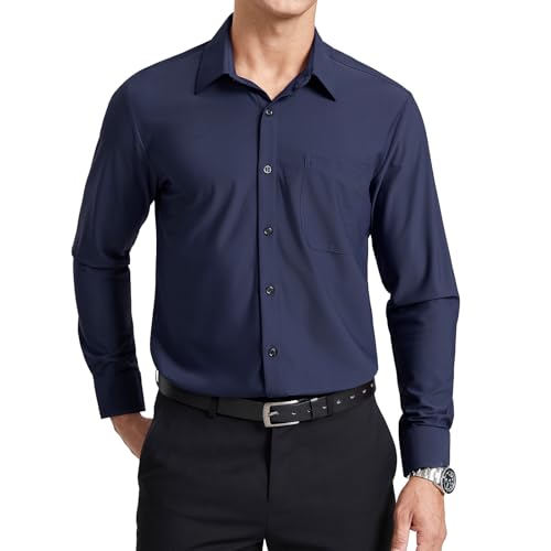 Enlision Hemd Herren Langarm Marineblau Regular Fit Businesshemd Bügelfreies Stretch Formelle Büro Freizeit Anzug Hemd mit Tasche, 2XL Enlision Hemd Herren Langarm Marineblau Regular Fit Businesshemd Bügelfreies Stretch Formelle Büro Freizeit Anzug Hemd mit Tasche, 2XL von Enlision