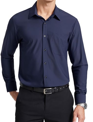 Enlision Hemd Herren Langarm Marineblau Regular Fit Businesshemd Bügelfreies Stretch Formelle Büro Freizeit Anzug Hemd mit Tasche, L Enlision Hemd Herren Langarm Marineblau Regular Fit Businesshemd Bügelfreies Stretch Formelle Büro Freizeit Anzug Hemd mit Tasche, L von Enlision