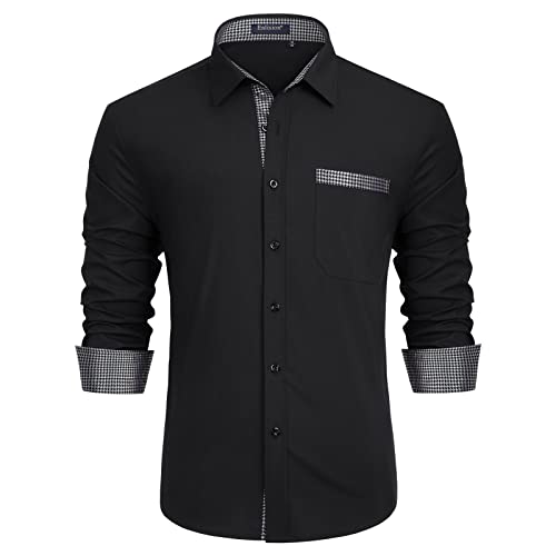 Enlision Hemd Herren Schwarz Langarm Business Hemden Regular Fit Mordern Hochzeit Hemd Männer Freizeithemd mit Tasche 4XL Enlision Hemd Herren Schwarz Langarm Business Hemden Regular Fit Mordern Hochzeit Hemd Männer Freizeithemd mit Tasche 4XL von Enlision