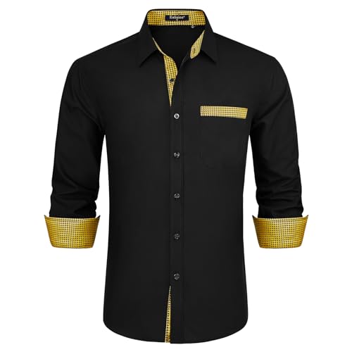 Enlision Hemd Herren Schwarz Langarm Business Hemden Regular Fit Mordern Hochzeit Hemd Männer Freizeithemd mit Tasche XXL Enlision Hemd Herren Schwarz Langarm Business Hemden Regular Fit Mordern Hochzeit Hemd Männer Freizeithemd mit Tasche XXL von Enlision