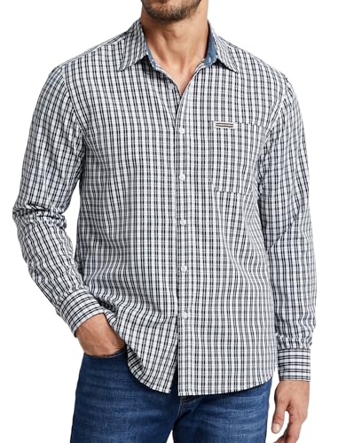 Enlision Hemd Herren Oktoberfest Trachtenhemd Herren Langarm Kariertes Hemd Männer Schwarz Weiss Bayrisches Freizeithemd Karo Hemden mit Baumwolle XXL von Enlision