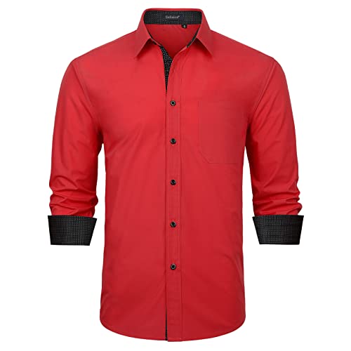 Enlision Hemd Rot Herren Anzug Hemden Männer Formell Businesshemd Regular Fit Kontrast Kentkragen Langarm Hemden Für Männer Hochzeit 3XL Enlision Hemd Rot Herren Anzug Hemden Männer Formell Businesshemd Regular Fit Kontrast Kentkragen Langarm Hemden Für Männer Hochzeit 3XL von Enlision