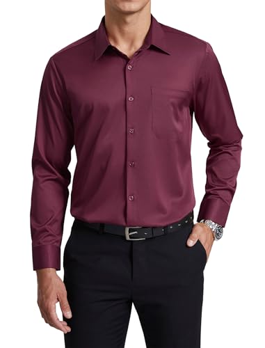 Enlision Hemden Herren Langarm Stretch Businesshemd Regular Fit Freizeithemden Bügelfreies Hochzeit Büro Burgunderrot Oberhemd mit Tasche L Enlision Hemden Herren Langarm Stretch Businesshemd Regular Fit Freizeithemden Bügelfreies Hochzeit Büro Burgunderrot Oberhemd mit Tasche L von Enlision