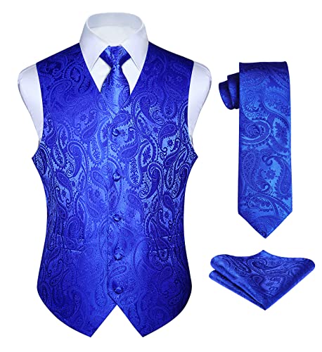 Enlision Herren Blau Anzugweste mit Krawatte 4XL von Enlision