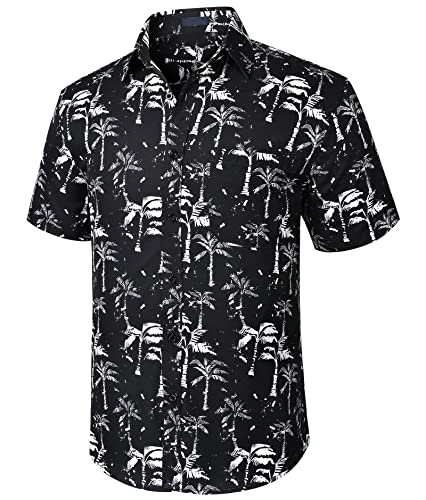 Enlision Herren Funky Hawaiian Shirts Kurzarm Casual Button Down Fronttasche Sommer Aloha Party Shirt Strand Palme Urlaub Surf Print SchwarzHawaii Shirt für Unisex L von Enlision