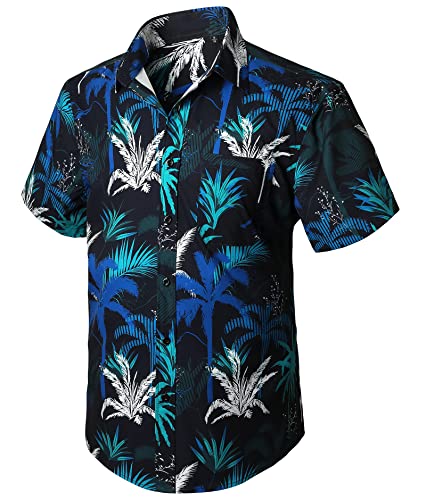 Enlision Herren Funky Hawaiihemd Kurzarm Freizeit Hawaii Hemd Print Ananas Palmen Blumen Lässig Unisex Hawaii-Shirt mit Fronttasche,Blau von Enlision