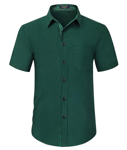 Enlision Herren Hemd Kurzarm Freizeithemden Regular Fit Herrenhemden Freizeithemd Businesshemd Männer Hemden Grün 4XL von Enlision