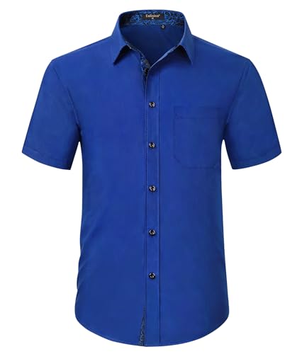 Enlision Herren Hemd Kurzarm Freizeithemden Regular Fit Herrenhemden Freizeithemd Businesshemd Männer Hemden Königsblau XXL von Enlision