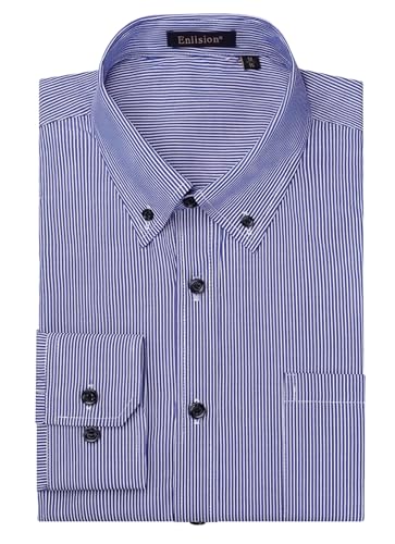 Enlision Herren Hemd Langarm Gestreiftes Hemd in Blau Weiss Sommer Freizeithemden Businesshemd Regular Fit mit Knöpfen 4XL Enlision Herren Hemd Langarm Gestreiftes Hemd in Blau Weiss Sommer Freizeithemden Businesshemd Regular Fit mit Knöpfen 4XL von Enlision