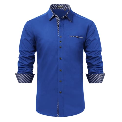 Enlision Herren Hemd Langarm Hemden Freizeithemd Regular Fit Freizeit Hemd Business Herrenhemden Königsblau 4XL von Enlision