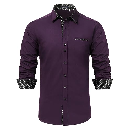 Enlision Herren Hemd Langarm Hemden Freizeithemd Regular Fit Freizeit Hemd Business Herrenhemden Lila 3XL von Enlision