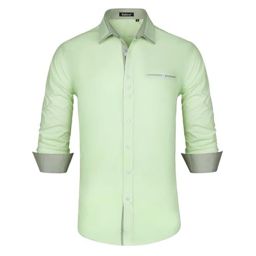 Enlision Herren Hemd Langarm Hemden Freizeithemd Regular Fit Freizeit Hemd Business Herrenhemden Salbei Grün L von Enlision
