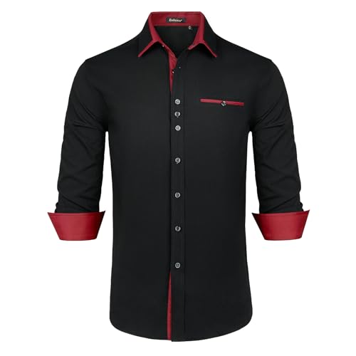 Enlision Herren Hemd Langarm Hemden Freizeithemd Regular Fit Freizeit Hemd Business Herrenhemden Schwarz 3XL von Enlision