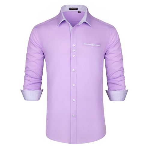 Enlision Herren Hemd Langarm Hemden Freizeithemd Regular Fit Freizeit Hemd Business Herrenhemden Violett M von Enlision