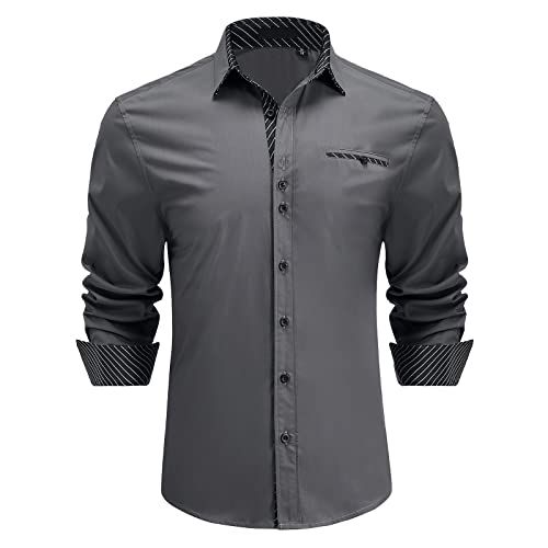 Enlision Herren Hemd Langarm Hemden für Herrenhemd Regular Fit Freizeit Hemden Holzkohl 3XL von Enlision