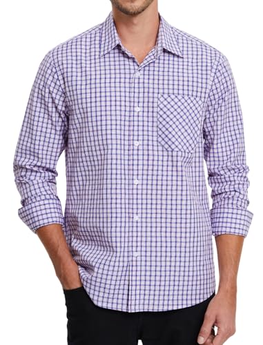 Enlision Herren Hemd Langarm Kariert Rot Blau Weiß Freizeithemden Kariertes Hemden Herrenhemd Langarmhemd Bügelfrei Holzfällerhemd für Männer 4XL von Enlision