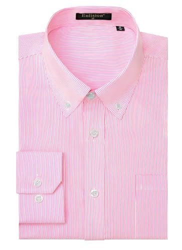 Enlision Herren Hemd Langarm Rosa Gestreifte Freizeithemd mit Tasche Regular fit Businesshemd Casual Oberteile Männer Enlision Herren Hemd Langarm Rosa Gestreifte Freizeithemd mit Tasche Regular fit Businesshemd Casual Oberteile Männer von Enlision