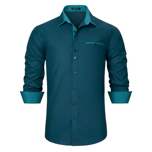 Enlision Herren Hemd Langarm Türkisgrün Hemden Freizeithemd Regular Fit Freizeit Hemd Business Herrenhemden 3XL von Enlision