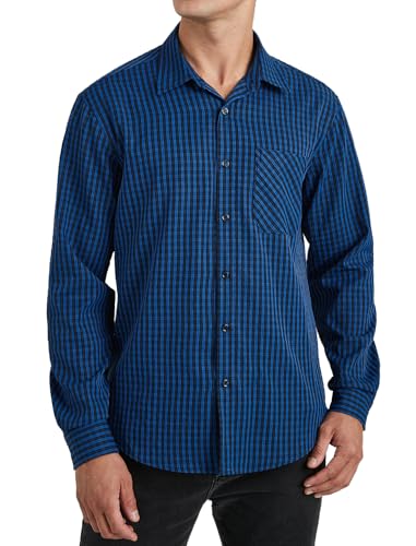 Enlision Kariertes Hemd Herren Langarm Blaugrün Freizeithemd Kariert Hemden Baumwolle Herrenhemd Langarmhemd Bügelfrei Holzfällerhemd für Männer M von Enlision