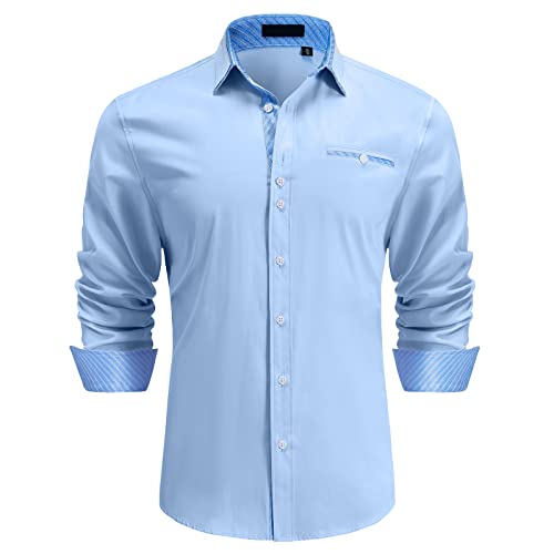 Enlision Herren Hemden Regular Fit Langarm Freizeit Hemd Business Hemden Herrenhemd Blau XL von Enlision