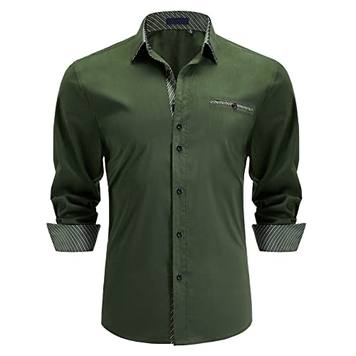 Enlision Herren Hemden Regular Fit Langarm Freizeit Hemd Business Hemden Herrenhemd Grün L von Enlision