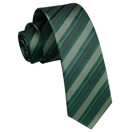Enlision Herren Krawatte Schmale Dunkelgrün Streifen Seide Krawatten für Formelle Hochzeit Business 6cm von Enlision