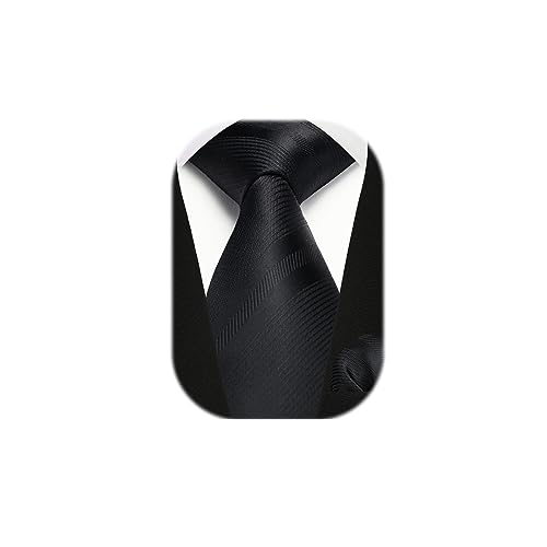 Enlision Herren Krawatte schwarz mit Einstecktuch Set für Hochzeit Business Herren Streifen Krawatte Taschentuch Set für Formelle Geschäfte Beerdigung Anzug,Schwarz Enlision Herren Krawatte schwarz mit Einstecktuch Set für Hochzeit Business Herren Streifen Krawatte Taschentuch Set für Formelle Geschäfte Beerdigung Anzug,Schwarz von Enlision