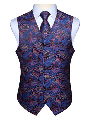 Enlision Herren Paisley Blumenhochzeit Jacquard Weste & Krawatte und Pocket Square Weste Anzug Set von Enlision