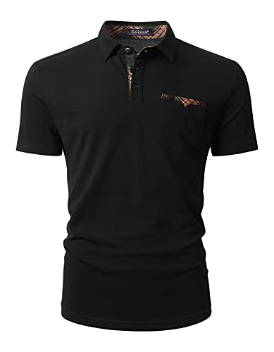 Enlision Poloshirt Herren Kurzarm Schwarz Polohemd mit Brusttasche Casual Golf Poloshirts Regular Fit Sport Polo T-Shirt Männer M von Enlision