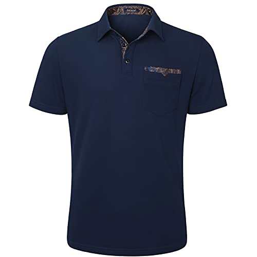 Enlision Poloshirt Herren Kurzarm Navy blau Polohemd mit Brusttasche Casual Golf Poloshirts Regular Fit Sport Polo T-Shirt Männer L von Enlision