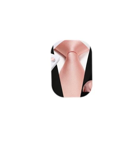 Enlision Herren Rosa Krawatte Taschentuch Hochzeit Formell Business Gestreifte Krawatten und Einstecktuch Manschettenknöpfe Set von Enlision