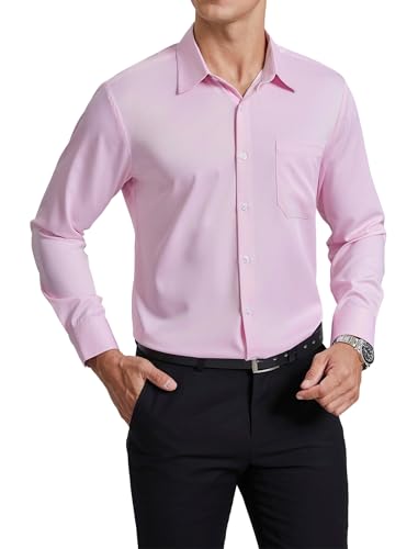Enlision Herrenhemden Stretch Bügelfreies Rosa Männer Hemden Langarm Hochzeit Business Formell Regular Fit Anzug Hemd mit Tasche L Enlision Herrenhemden Stretch Bügelfreies Rosa Männer Hemden Langarm Hochzeit Business Formell Regular Fit Anzug Hemd mit Tasche L von Enlision
