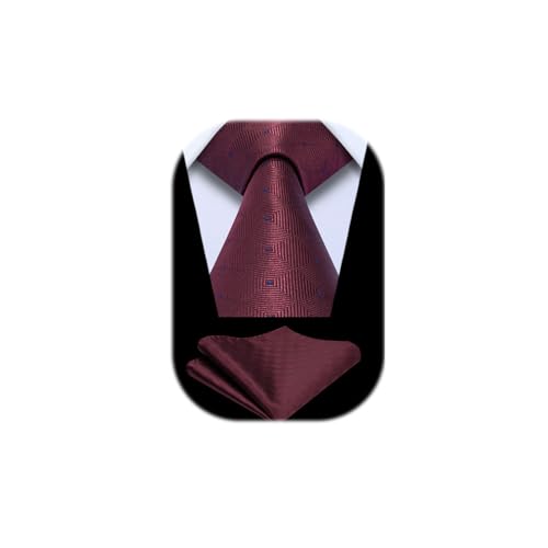 Enlision Krawatte Burgund Herren Hochzeit Plaid Krawatten mit Einstecktuch Formell Business Krawatte & Taschentuch Set Enlision Krawatte Burgund Herren Hochzeit Plaid Krawatten mit Einstecktuch Formell Business Krawatte & Taschentuch Set von Enlision
