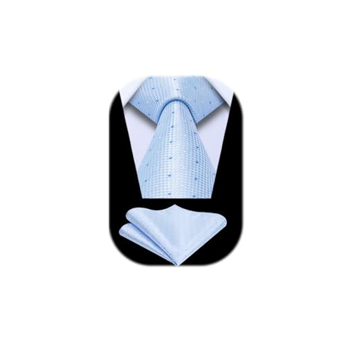 Enlision Krawatte Hellblau Herren Hochzeit Plaid Krawatten mit Einstecktuch Formell Business Krawatte & Taschentuch Set von Enlision