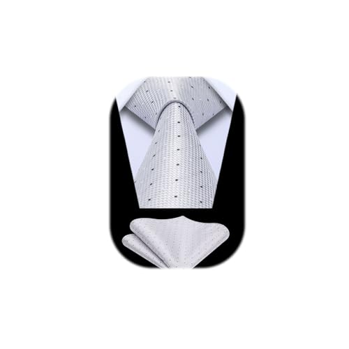 Enlision Krawatte Hellgrau Herren Hochzeit Plaid Krawatten mit Einstecktuch Formell Business Krawatte & Taschentuch Set von Enlision