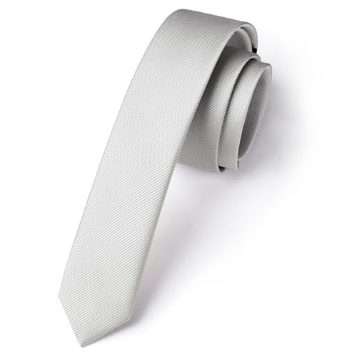 Enlision Krawatte Hellgrau Schmal Seide Krawatten für Herren Einfarbig Schlips Silber Herren Hochzeit Party Krawatte 4cm Formelle Elegante Business von Enlision